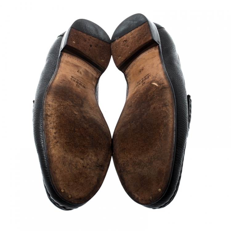 Pre Owned Gucci Black Leather 1953 Horsebit Loafers Size 37