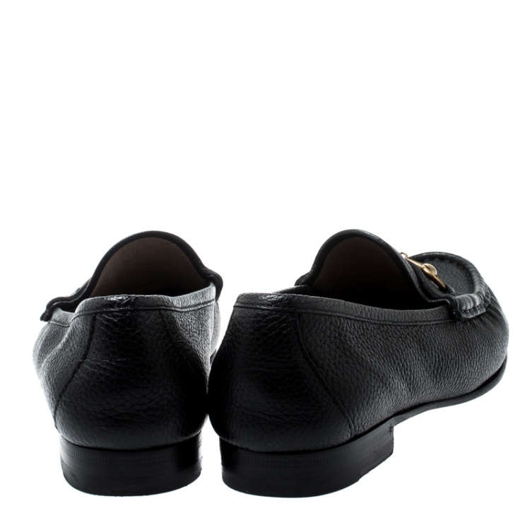 Pre Owned Gucci Black Leather 1953 Horsebit Loafers Size 37