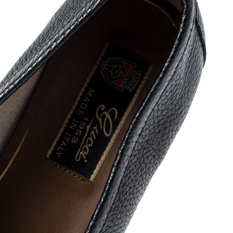 Pre Owned Gucci Black Leather 1953 Horsebit Loafers Size 37