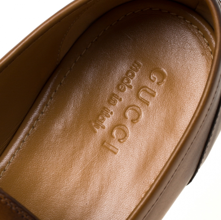 Pre Owned Gucci Brown Leather Betis Glamour Horsebit Loafers Size 43