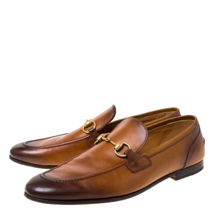 Pre Owned Gucci Brown Leather Betis Glamour Horsebit Loafers Size 43