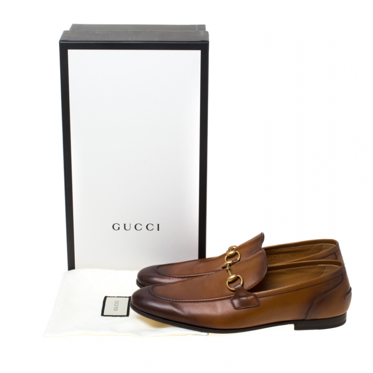 Pre Owned Gucci Brown Leather Betis Glamour Horsebit Loafers Size 43