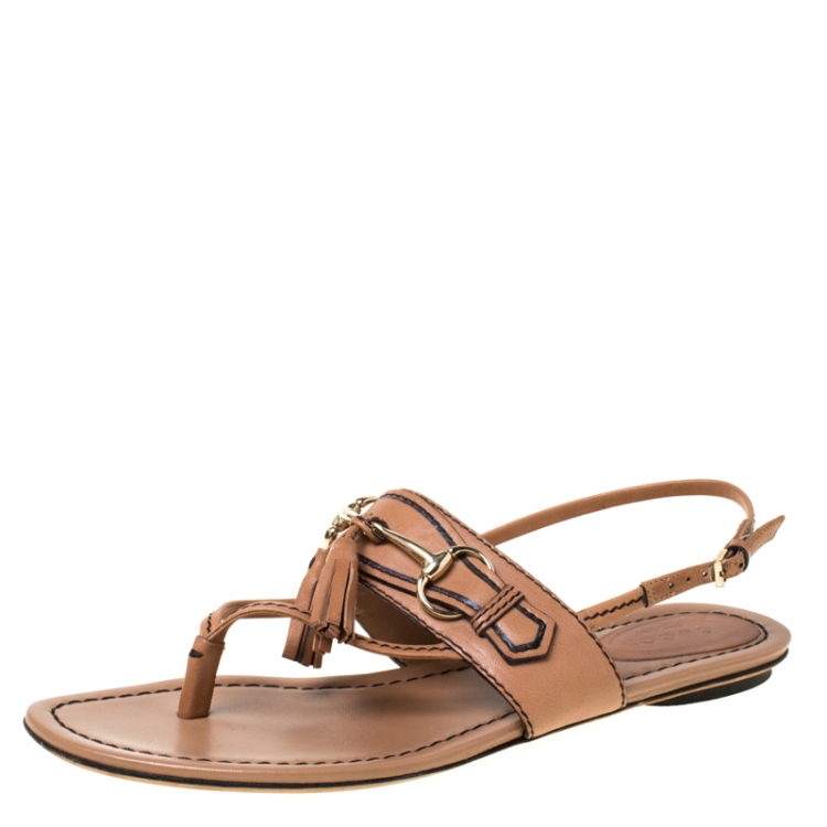 【GUCCI】Horsebit Leather Thong Sandal ブラウン Gucci Leather Horsebit Thong Sandal in Brown for Men | Lyst
