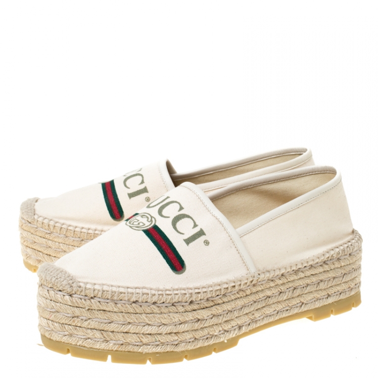 white canvas platform women's espadrilles