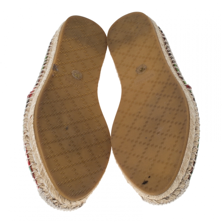 Pre Owned Gucci Beige GG Supreme Blooms Printed Canvas Espadrilles Size 35