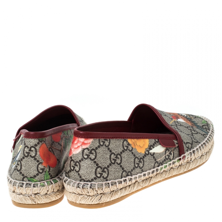 Pre Owned Gucci Beige GG Supreme Blooms Printed Canvas Espadrilles Size 35