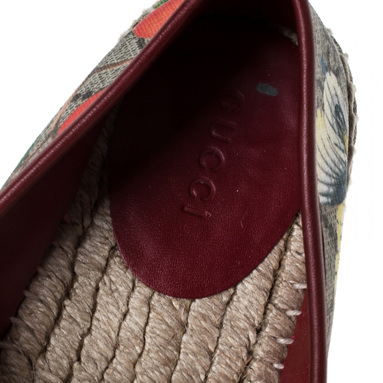 Pre Owned Gucci Beige GG Supreme Blooms Printed Canvas Espadrilles Size 35