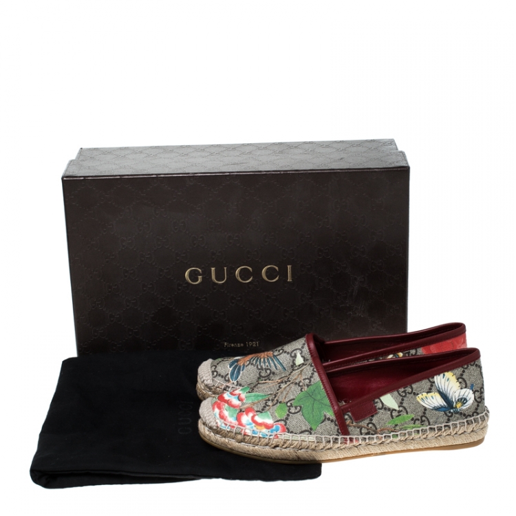 Pre Owned Gucci Beige GG Supreme Blooms Printed Canvas Espadrilles Size 35