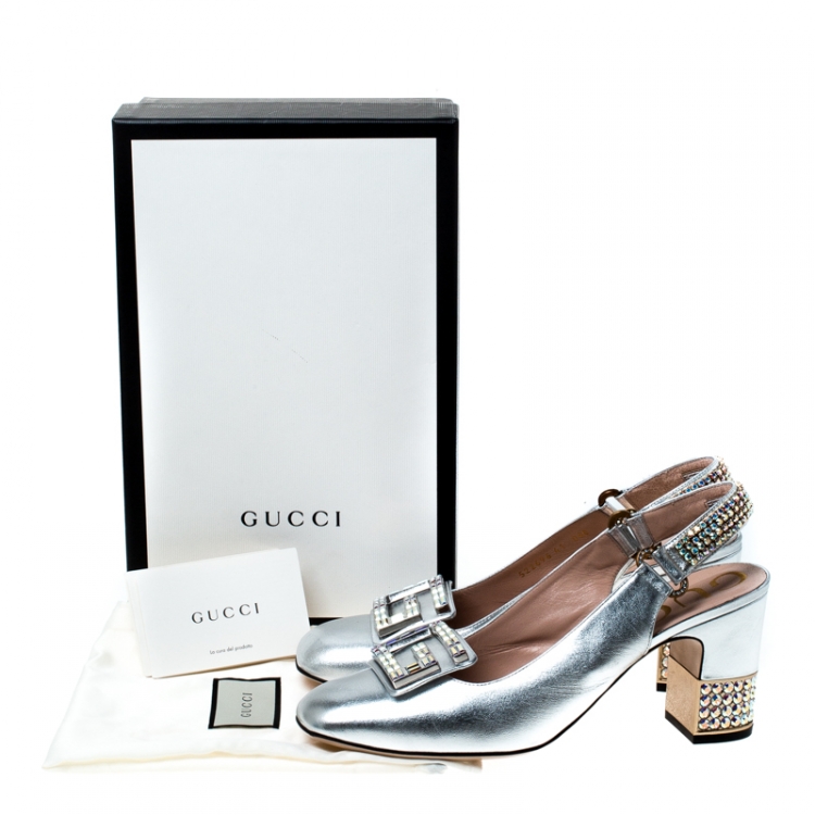 gucci silver pumps