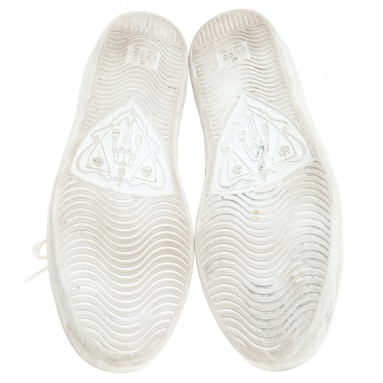 Pre Owned Gucci White Leather Ace Embroidered Bee Low Top Sneakers Size 38.5 