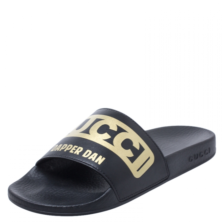 gucci slides black and gold