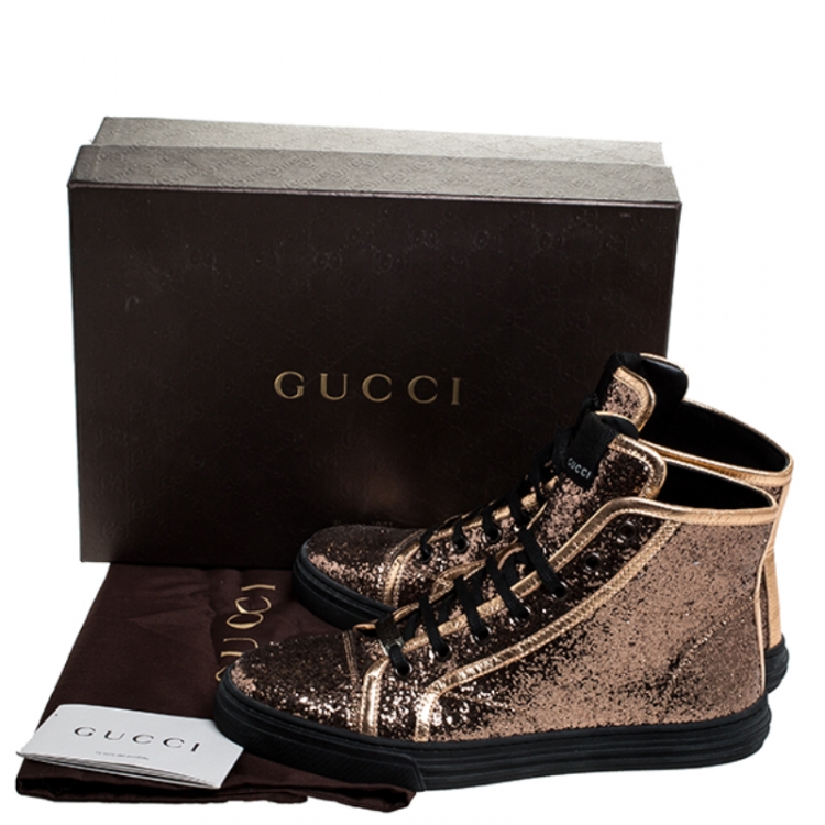 gold glitter gucci shoes