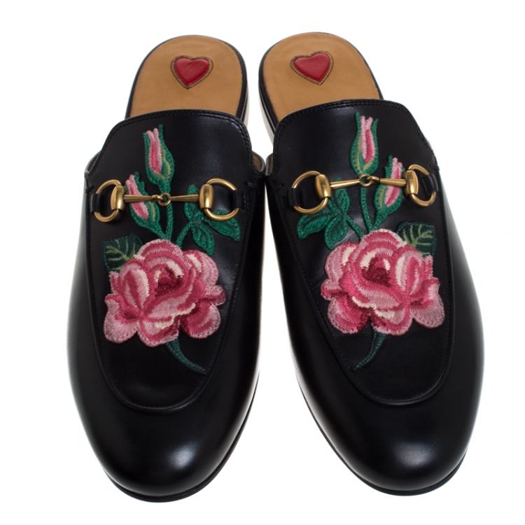 gucci embroidered mules