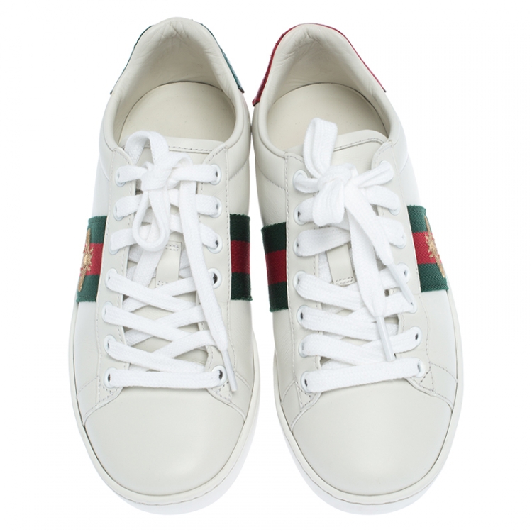 gucci white bee ace sneakers