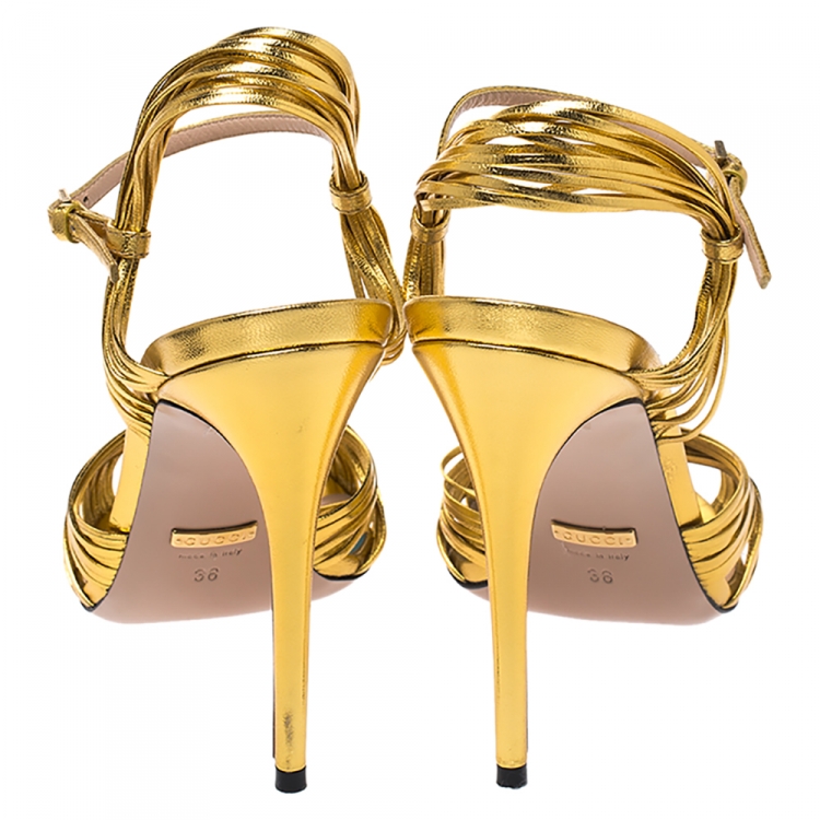 gucci allie knotted sandals gold