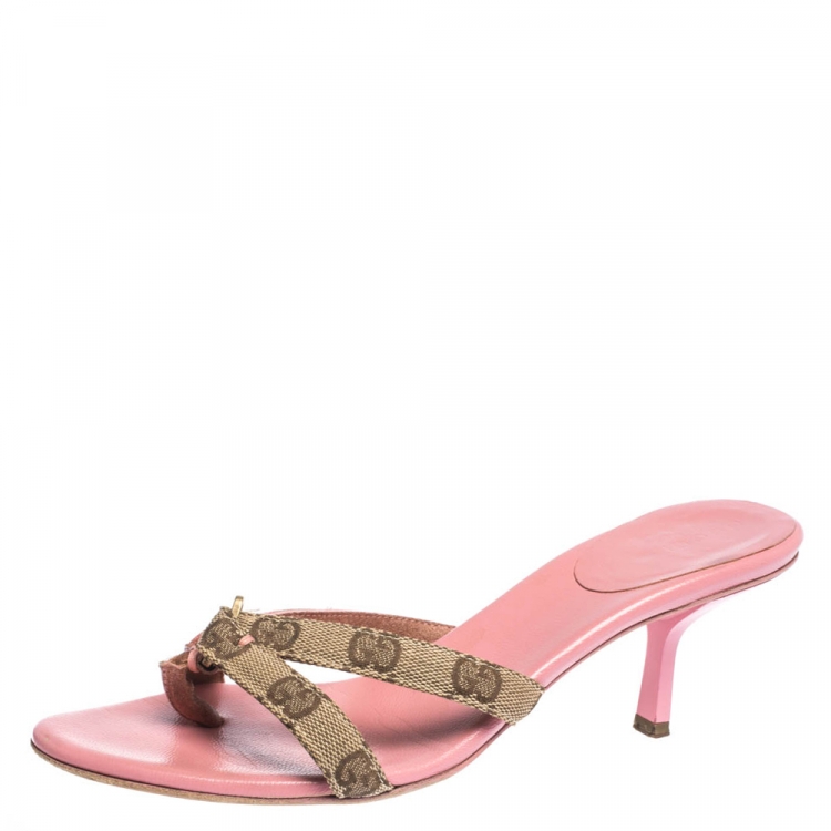 gucci pink strappy sandals