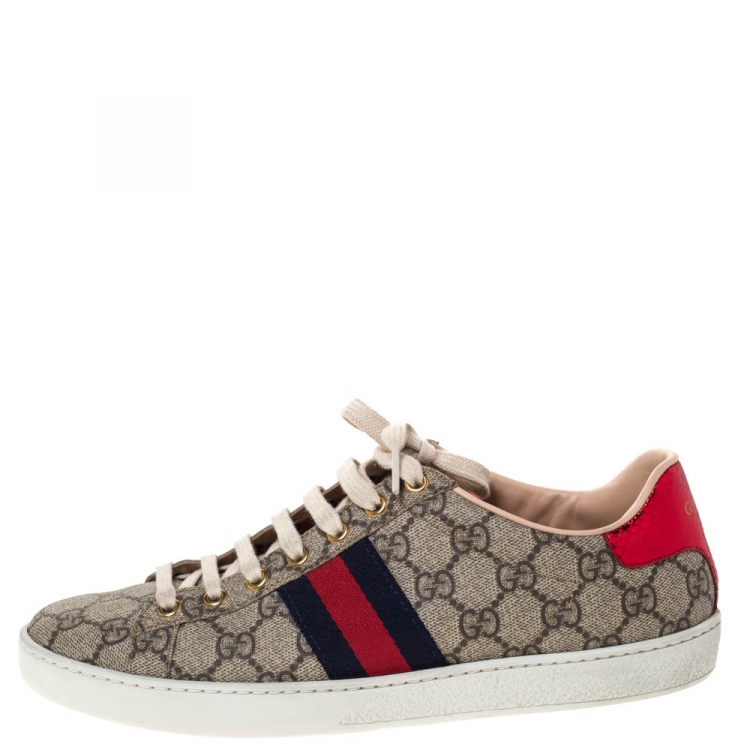 Gucci Men's Ace GG Crystal Canvas Sneaker, Red, GG Canvas