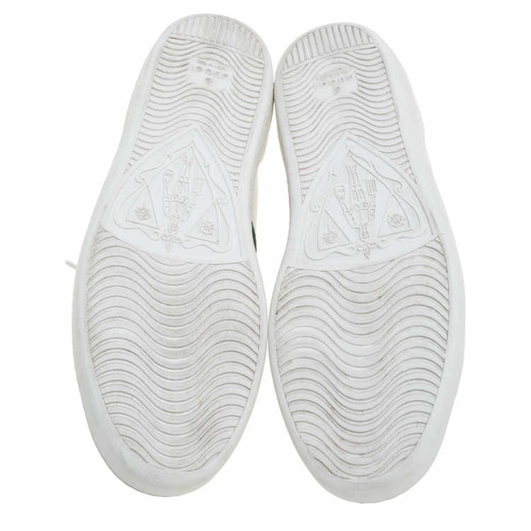 Pre Owned Gucci White Leather Ace Web Low Top Sneakers Size 38