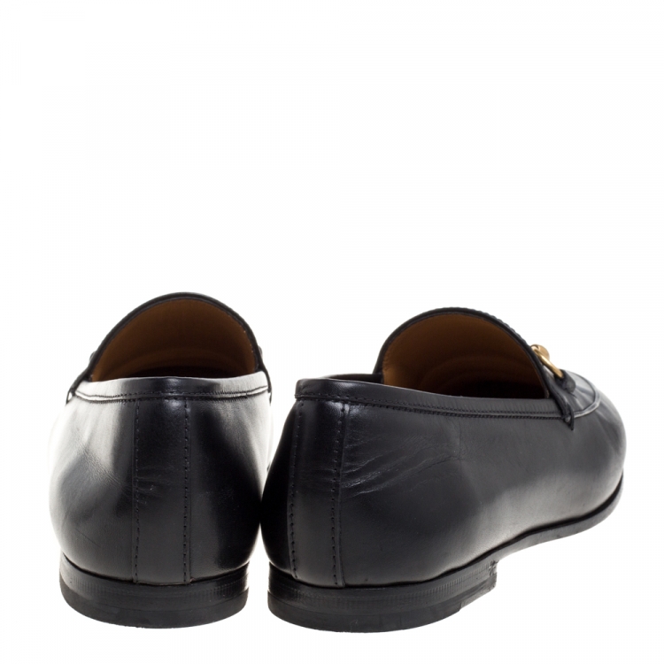 Pre Owned Gucci Black Leather Horsebit Betis Glamour Loafers Size 35.5