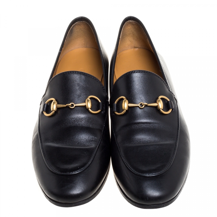 Pre Owned Gucci Black Leather Horsebit Betis Glamour Loafers Size 35.5