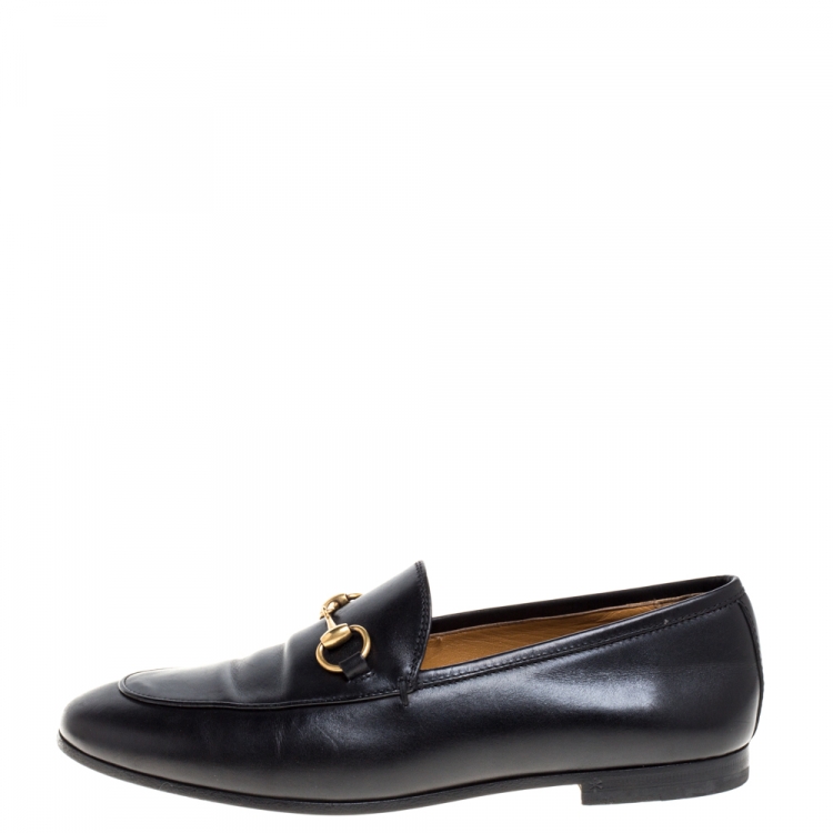 Pre Owned Gucci Black Leather Horsebit Betis Glamour Loafers Size 35.5