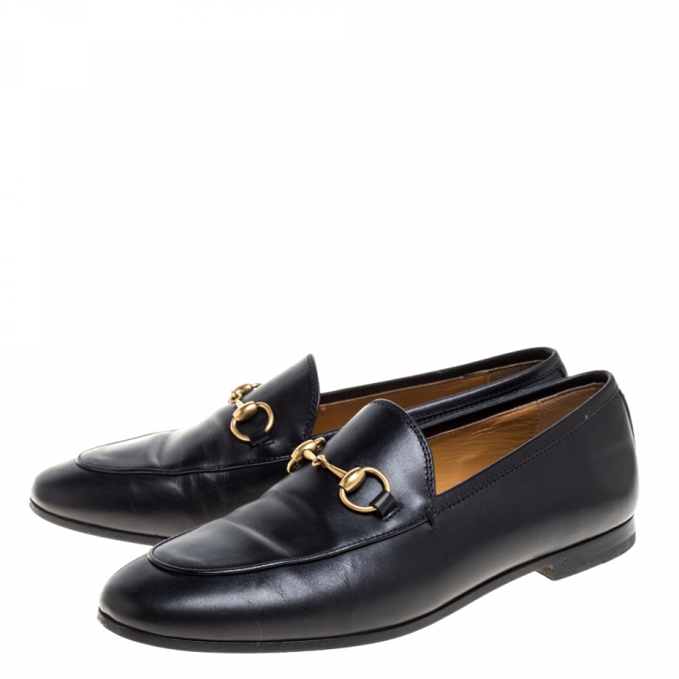 Pre Owned Gucci Black Leather Horsebit Betis Glamour Loafers Size 35.5
