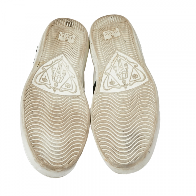 Pre Owned Gucci White Floral Embroidered Leather Ace Low Top Sneakers Size 36.5