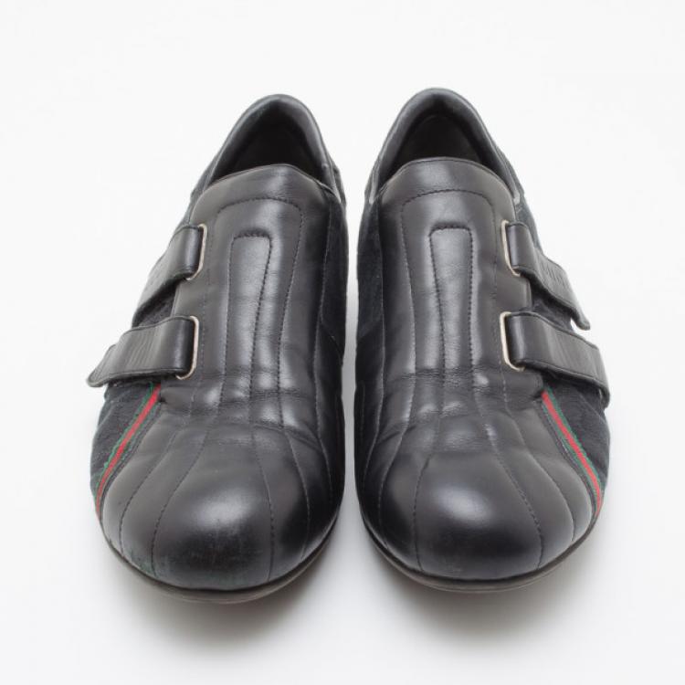 Pre Owned Gucci Black Leather Velcro Sneakers Size 43
