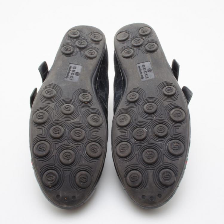 Pre Owned Gucci Black Leather Velcro Sneakers Size 43