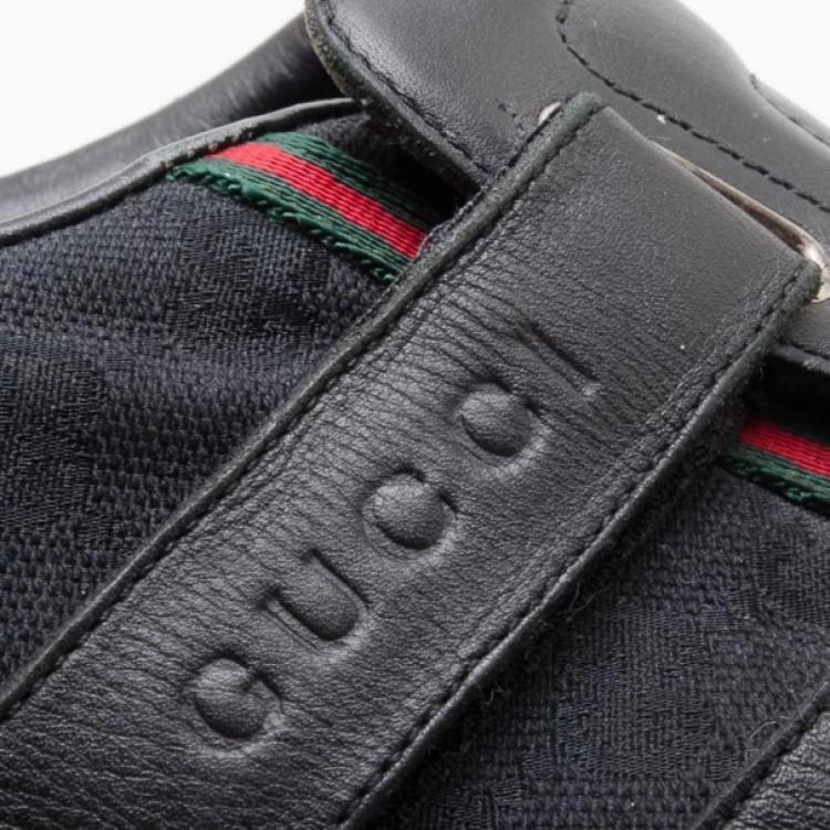 Pre Owned Gucci Black Leather Velcro Sneakers Size 43