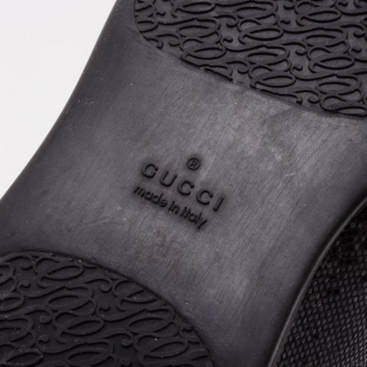 Pre Owned Gucci Black Glitter and Suede Trainers Size 38.5