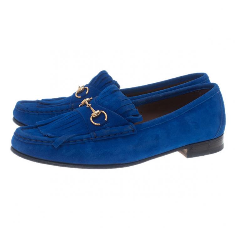 gucci loafers blue suede