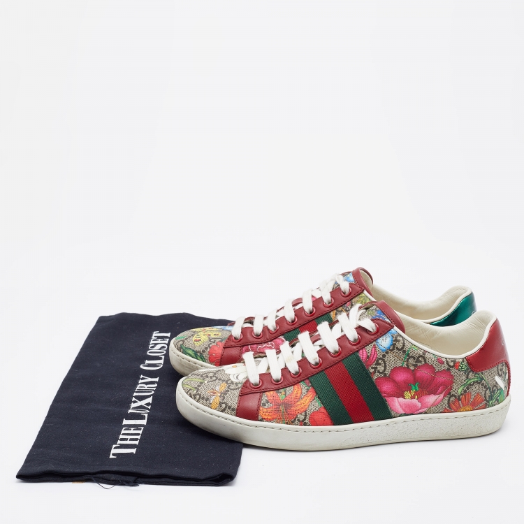 Pre Owned Gucci Multicolor GG Supreme Canvas Floral Print Ace Low Top Sneakers Size 36