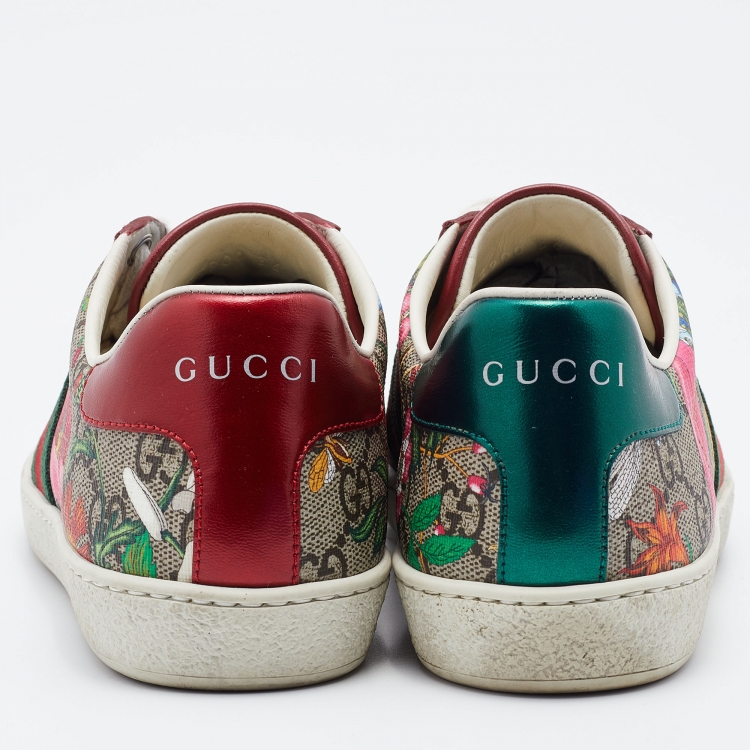 Pre Owned Gucci Multicolor GG Supreme Canvas Floral Print Ace Low Top Sneakers Size 36