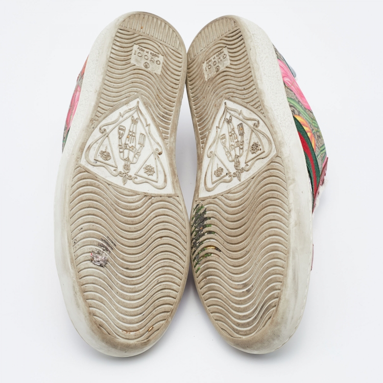 Pre Owned Gucci Multicolor GG Supreme Canvas Floral Print Ace Low Top Sneakers Size 36