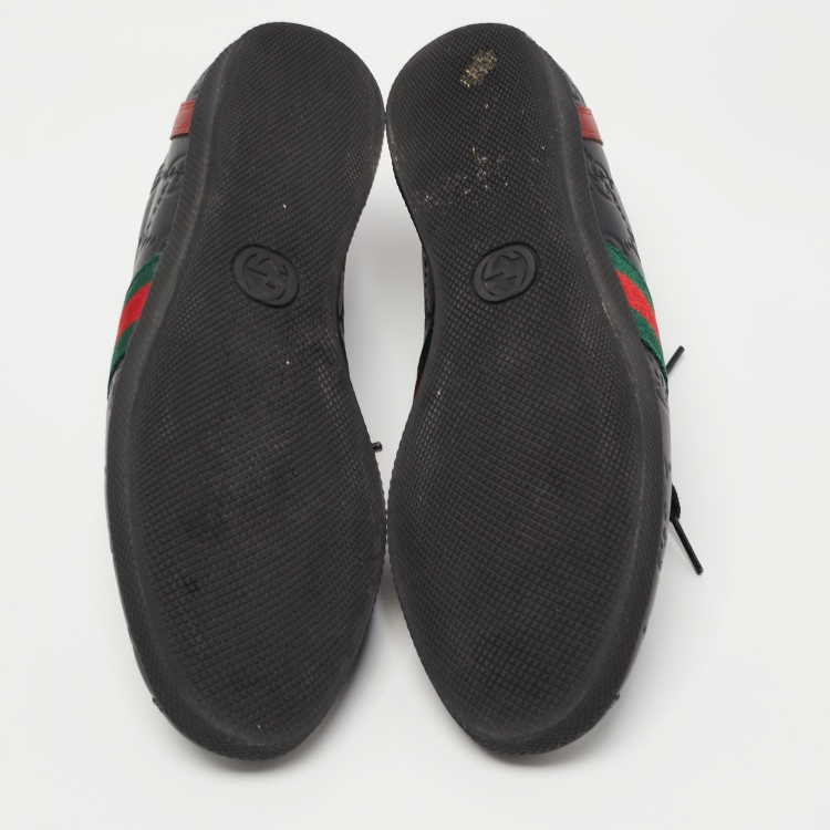 Pre Owned Gucci Black Guccissima Leather Ace Sneakers Size 38