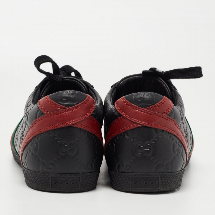 Pre Owned Gucci Black Guccissima Leather Ace Sneakers Size 38