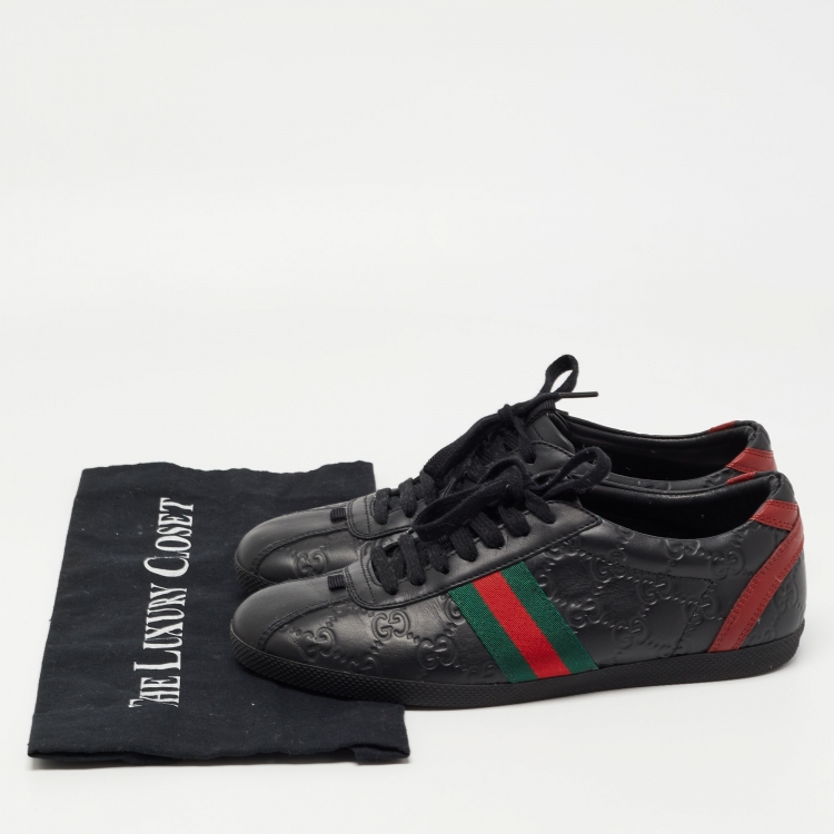 Pre Owned Gucci Black Guccissima Leather Ace Sneakers Size 38