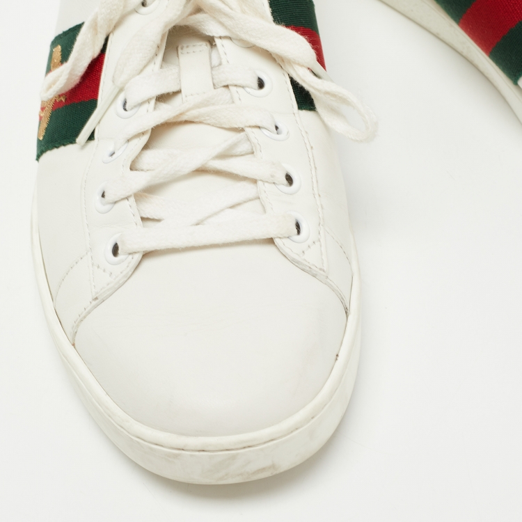 Pre Owned Gucci White Leather  Ace Lace Up Sneakers Size 38