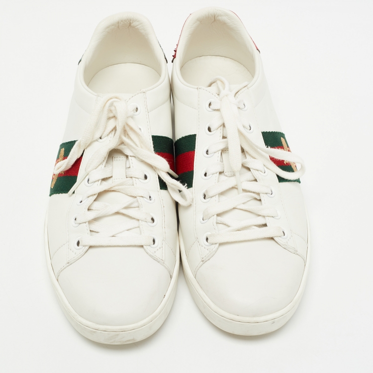 Pre Owned Gucci White Leather  Ace Lace Up Sneakers Size 38