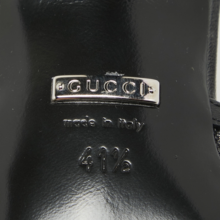 Pre Owned Gucci Black GG Crystal Embellished Mesh Slide Sandals Size 41.5