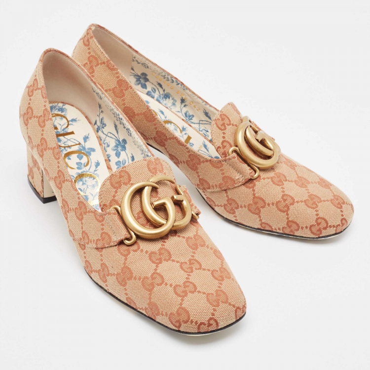مملوكة مسبقًا Gucci Beige GG Canvas Victoire Pumps Size 39.5
