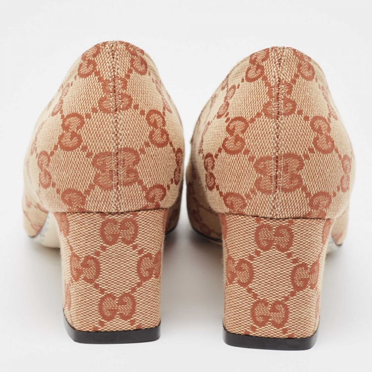مملوكة مسبقًا Gucci Beige GG Canvas Victoire Pumps Size 39.5