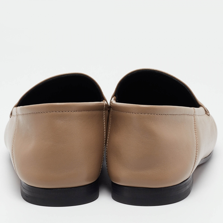 Pre Owned Gucci Brown Leather Jordaan Slip On Loafers Size 40