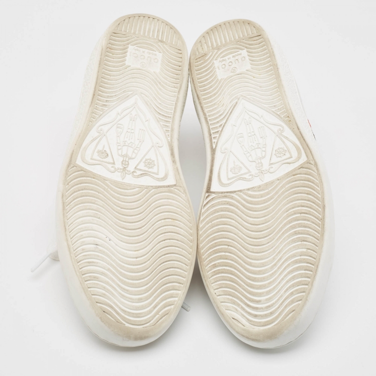 Pre Owned Gucci White Leather Ace Web Sneakers Size 34