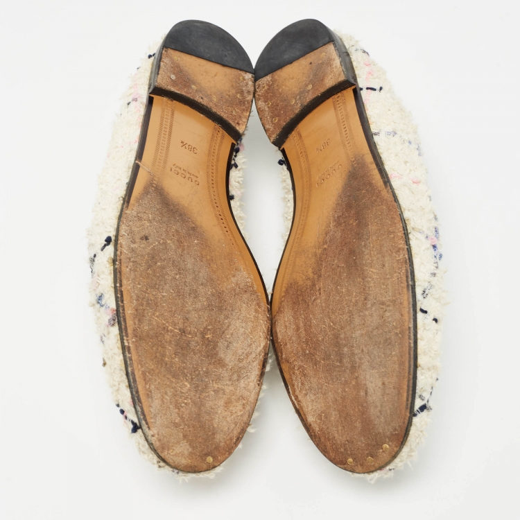 Pre Owned Gucci Multicolor Tweed Jordaan Horsebit Slip On Loafers Size 38.5