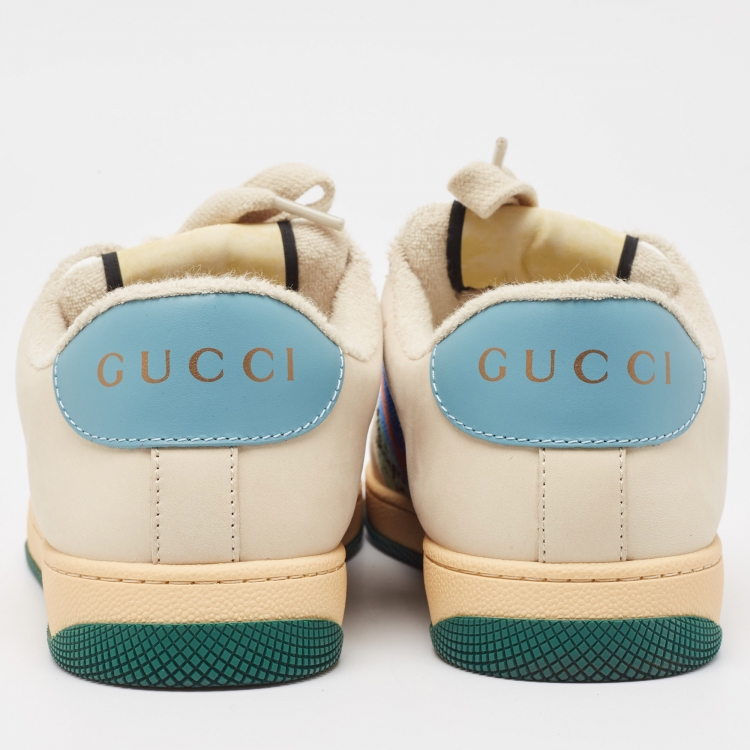 Pre Owned Gucci Multicolor Leather and Canvas Screener  Sneakers Size 39