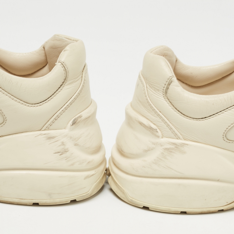 Pre Owned Gucci Cream Leather Rhyton Sneakers Size 36