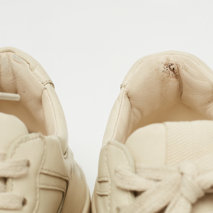 Pre Owned Gucci Cream Leather Rhyton Sneakers Size 36