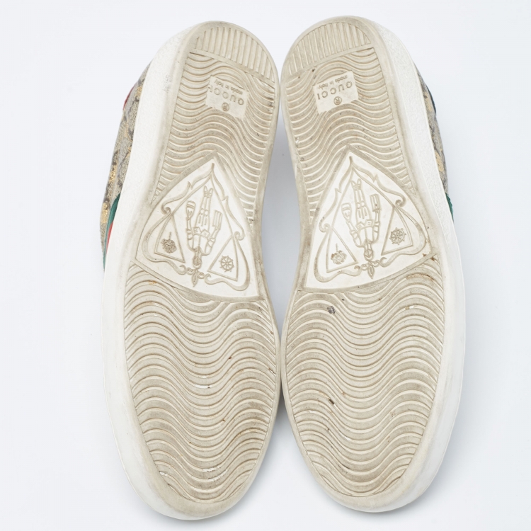 Pre Owned Gucci Beige/Brown GG Supreme Canvas Bee Ace Sneakers Size 36.5